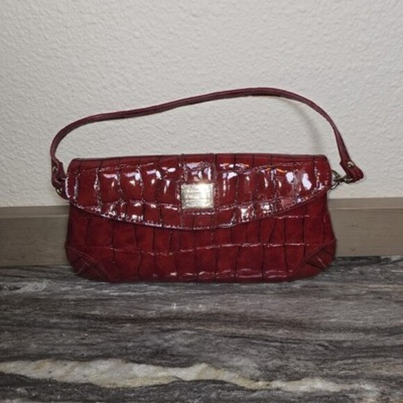 Liz Claiborne Handbags - Liz Claiborne Red Croc-Embossed Shoulder Bag Wristlet Purse – Patent Gloss –...